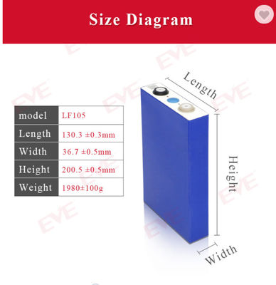 0.5C LF105 LiFePO4 Lithium Battery 100A Lithium Iron Phosphate Battery